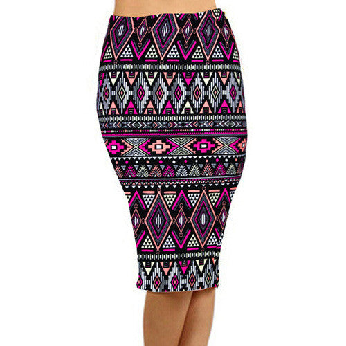 Black Red Pencil Skirt Midi