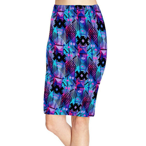 Red Blue Skirt Midi