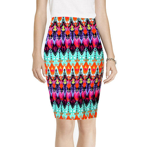Green Red Skirt Midi