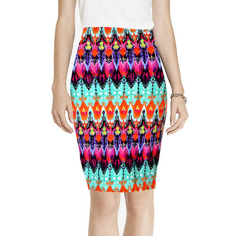 Green Red Skirt Midi