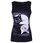 Bocaoying Women's 3D Cat Printed Sleeveless T-Shirt Fashion Summer Tank Top Black M