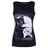Bocaoying Women's 3D Cat Printed Sleeveless T-Shirt Fashion Summer Tank Top Black M